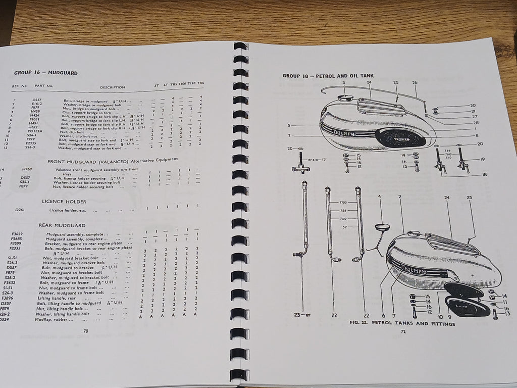 TRIUMPH 5T 6T T100 TR5 T110 PRE-UNIT PARTS BOOK MANUAL No12 289/56 1956 - TP24