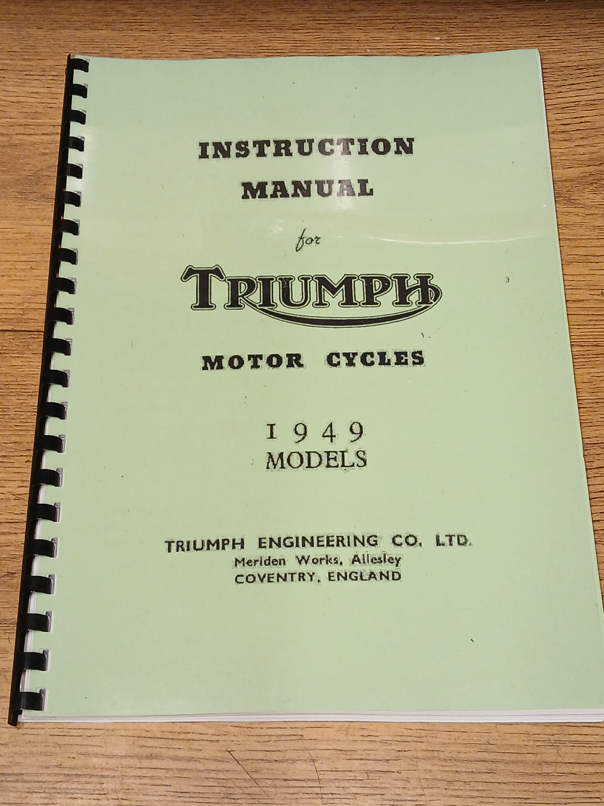 Triumph Instruction Manual 1949 Pre-Unit models 3T, 5T, T100, -- TW14