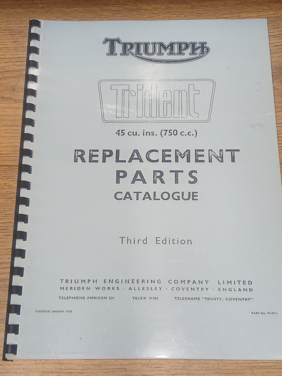 TRIUMPH T150 TRIDENT PARTS BOOK MANUAL 1970 - TP61