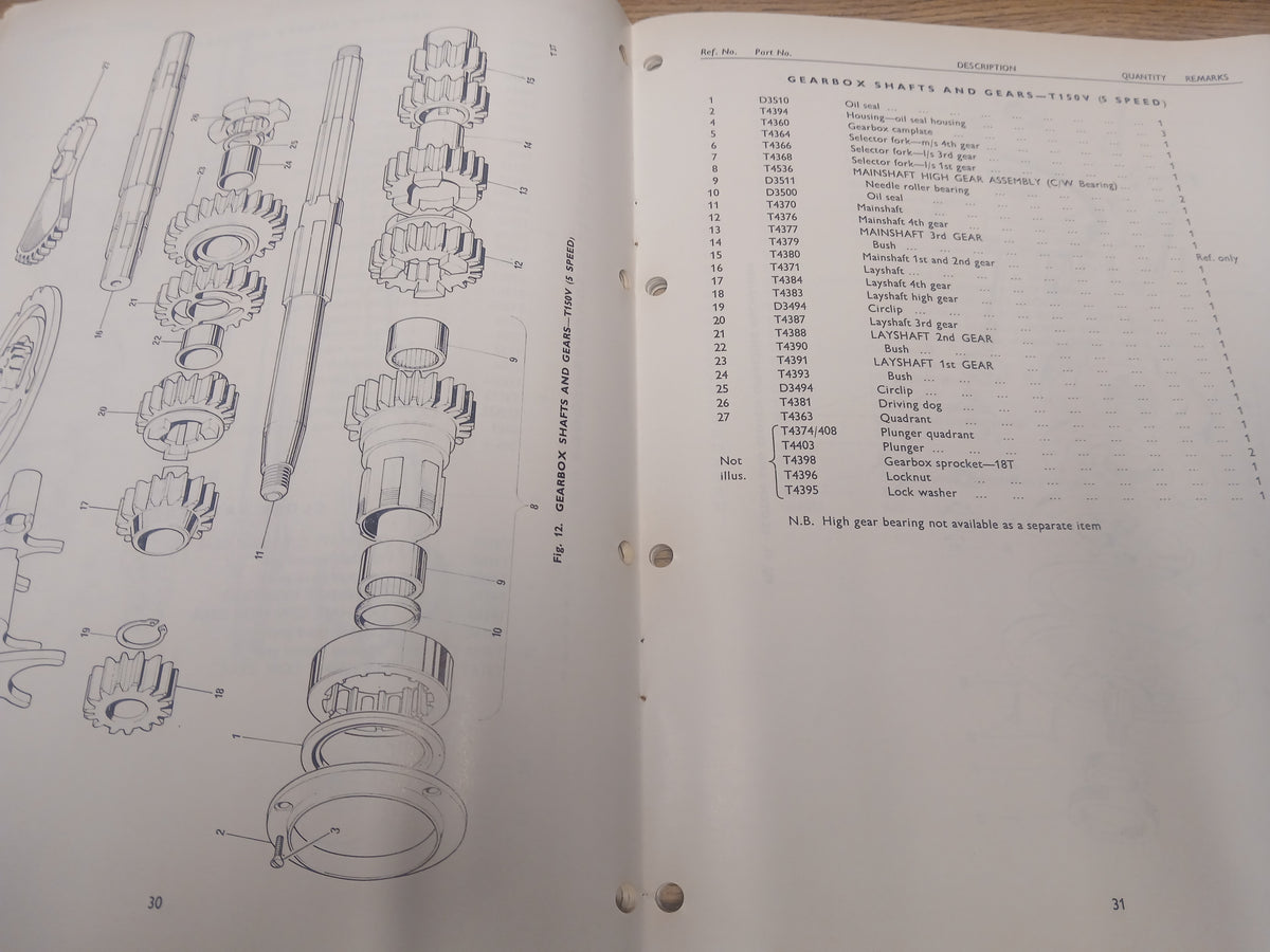 GENUINE TRIUMPH T150 TRIDENT PARTS BOOK MANUAL 1972 - TP63