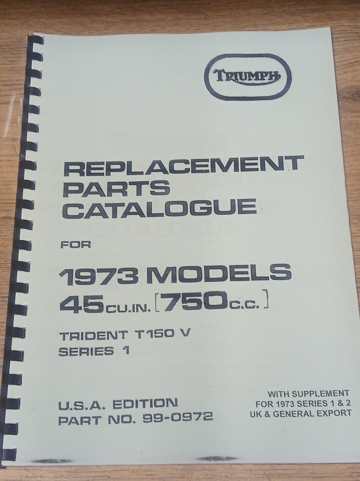 TRIUMPH T150 TRIDENT PARTS BOOK MANUAL 1973 - TP64