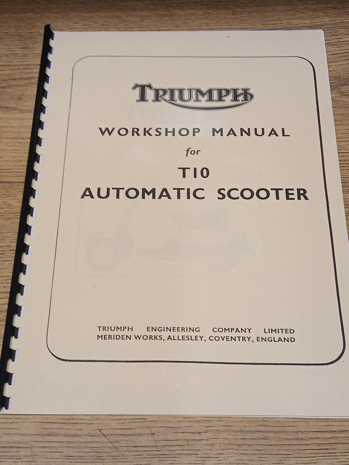 TRIUMPH T10 AUTOMATIC SCOOTER INSTRUCTION MANUAL BOOK - TW01