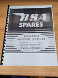 BSA D1 125cc BANTAM D3 MAJOR 150cc PARTS BOOK MANUAL 1949-54 - BP23