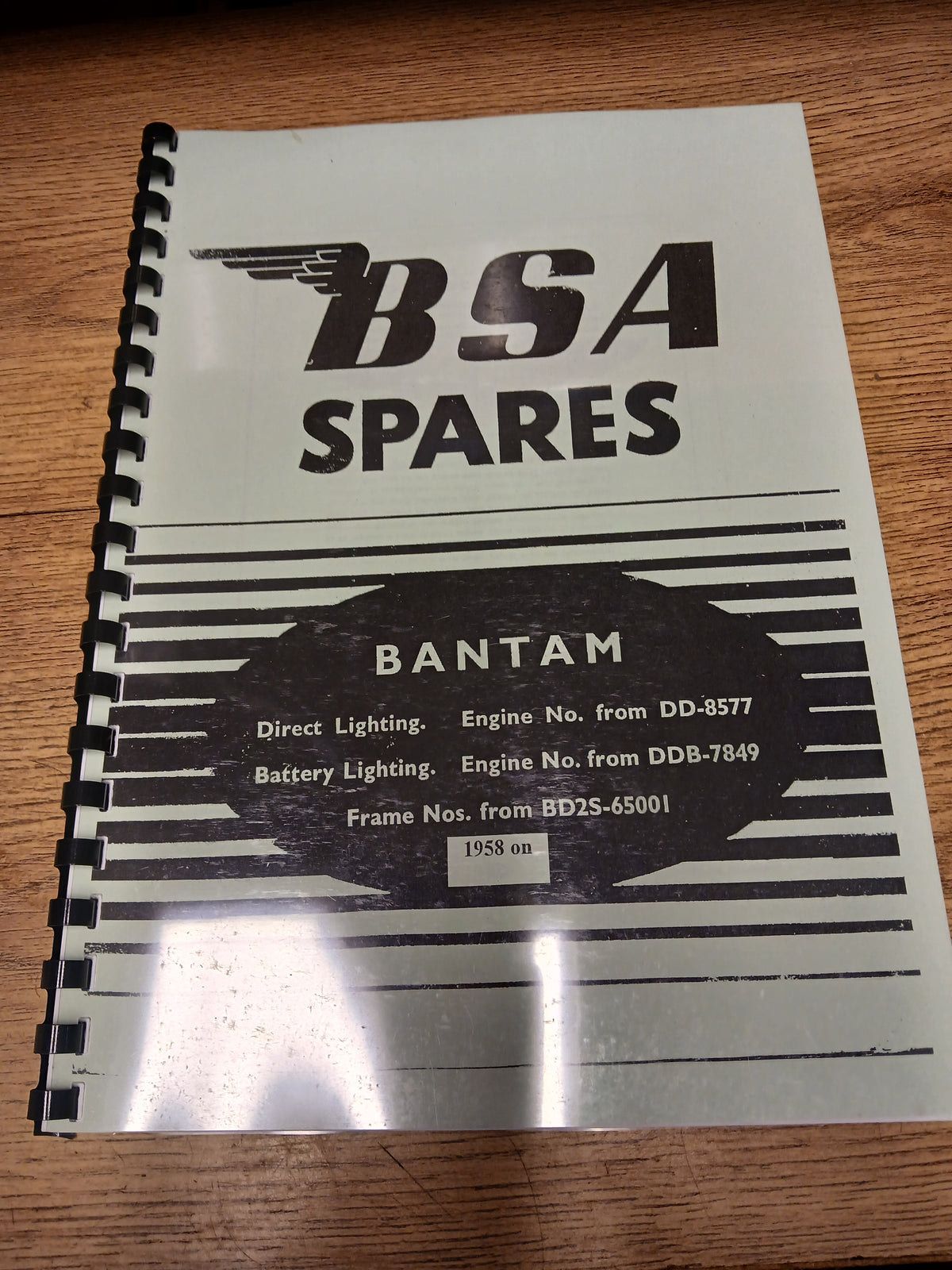 BSA D1 BANTAM DIRECT LIGHTING MODEL PARTS BOOK MANUAL - 1958 - MCE1020- - BP25