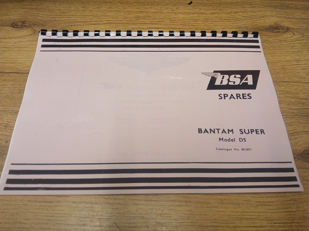 BSA D5 BANTAM SUPER PARTS BOOK MANUAL - 1958 - 00-5071 - BP27