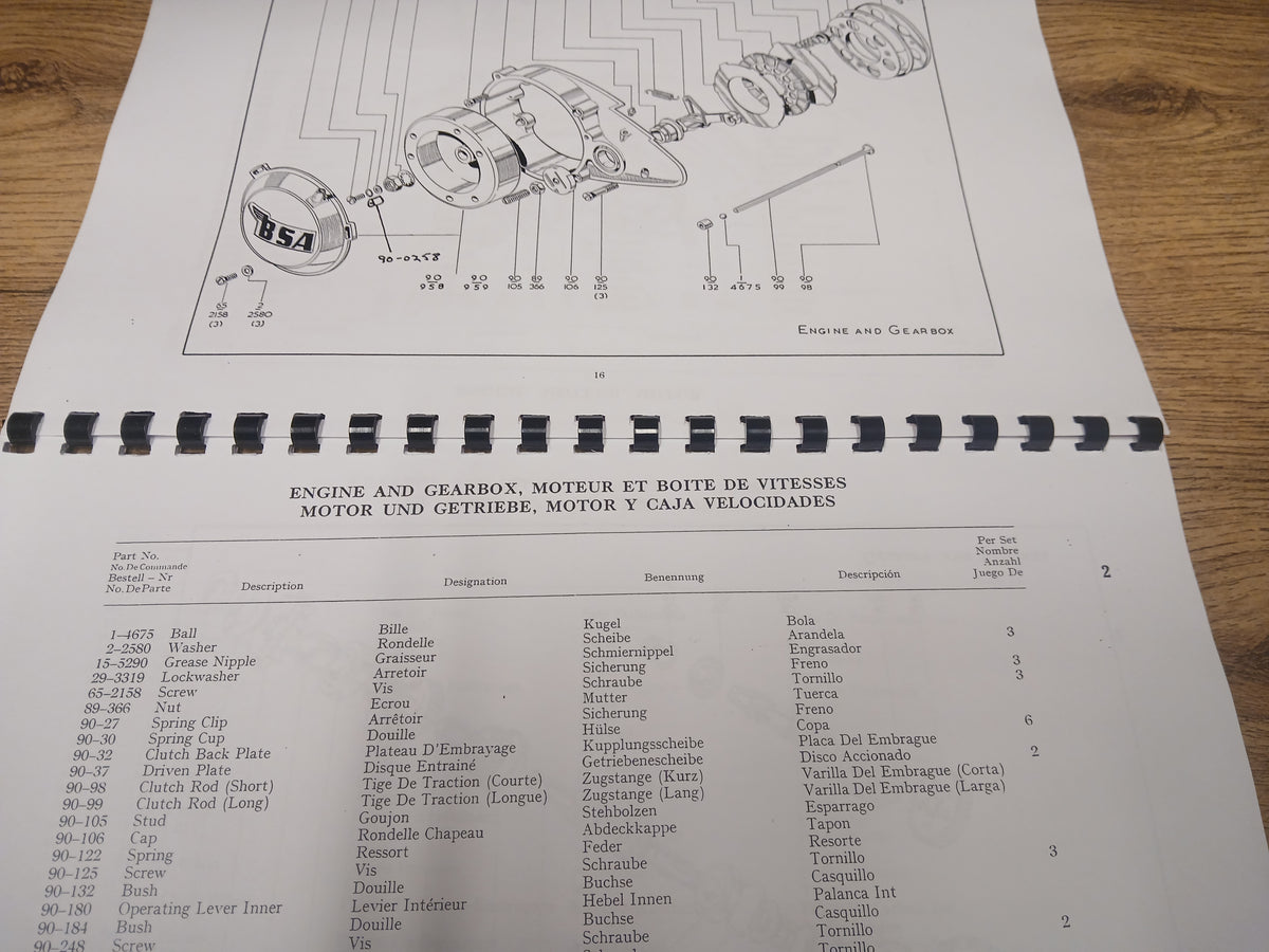 BSA D5 BANTAM SUPER PARTS BOOK MANUAL - 1958 - 00-5071 - BP27