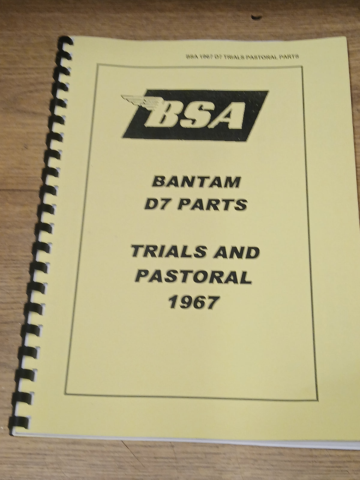 BSA BANTAM D7, PASTORAL TRAIL SPARE PARTS CATALOGUE BOOK - BP29 00-5115 1964