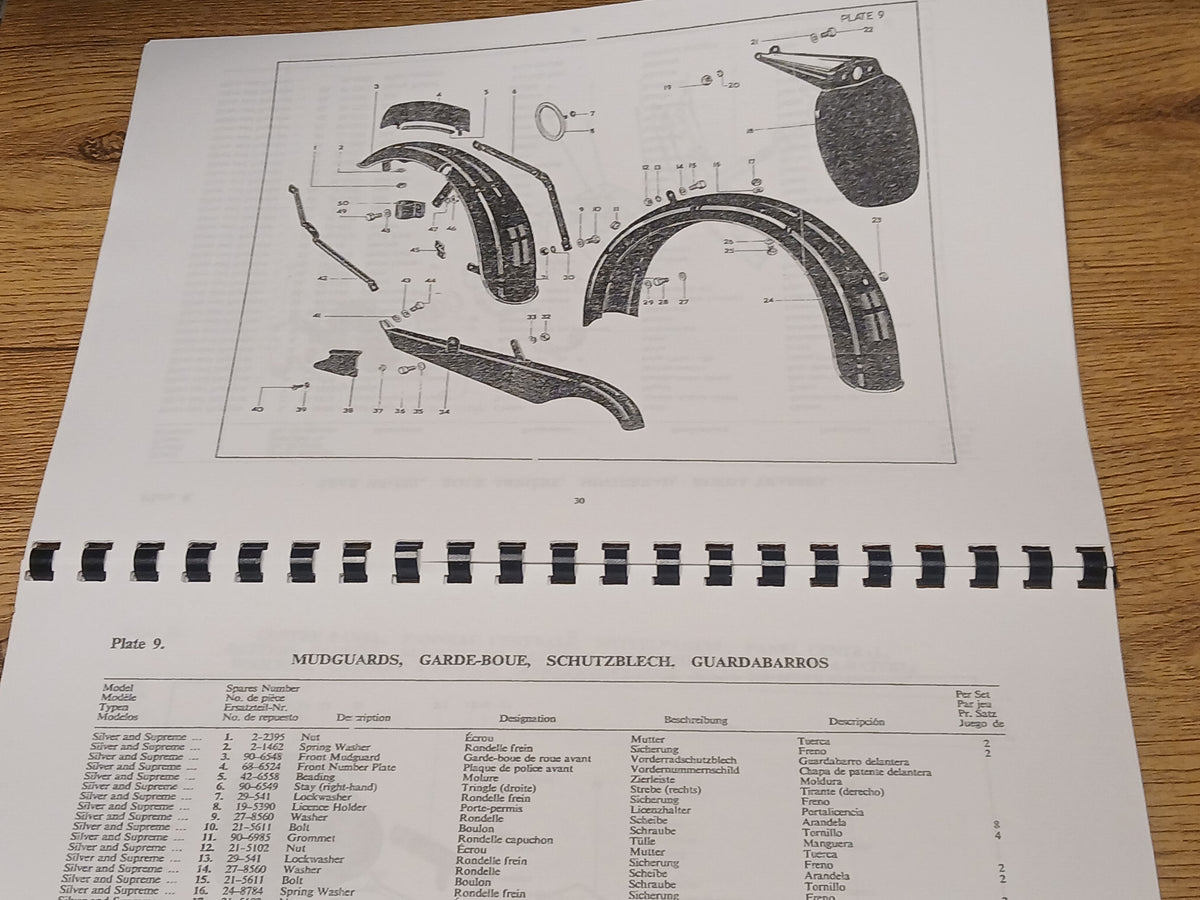 BSA D10 BANTAM SUPREME / SILVER 1967 SPARE PARTS BOOK MANUAL - 00-5130 - BP31