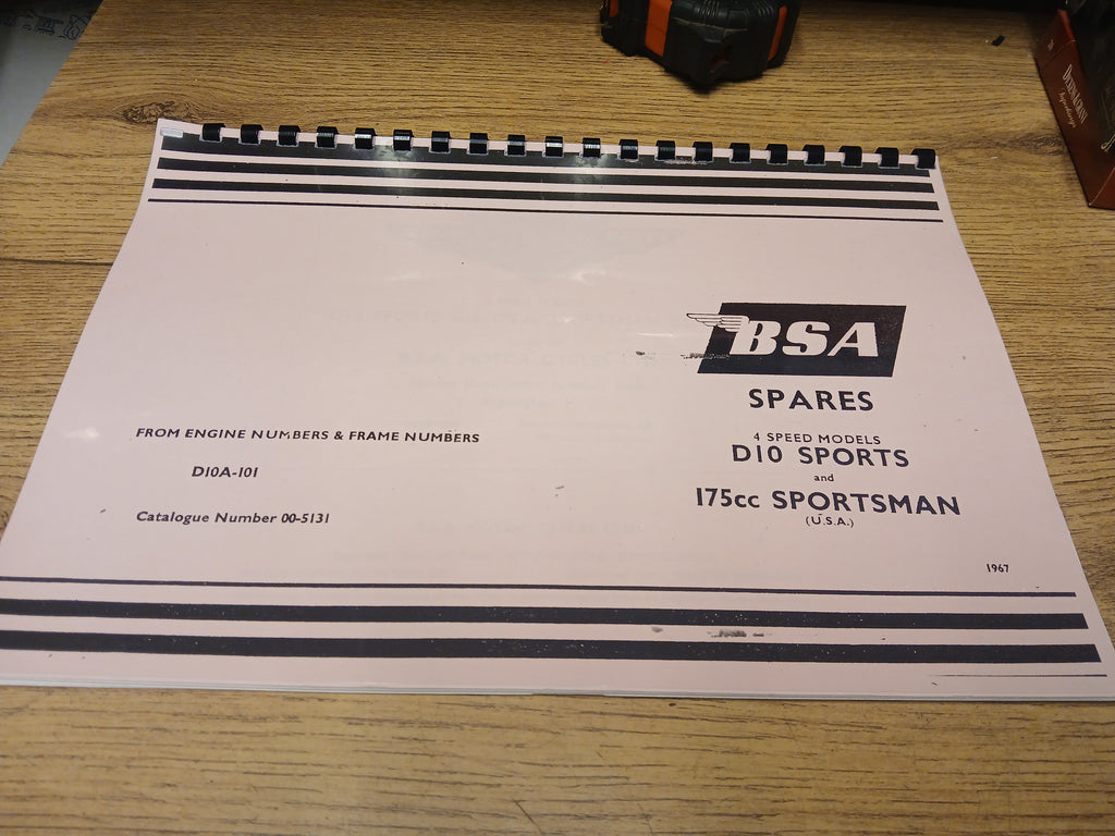 BSA D10 BANTAM SPORTS 1967 SPARE PARTS BOOK MANUAL - 00-5131 - BP32