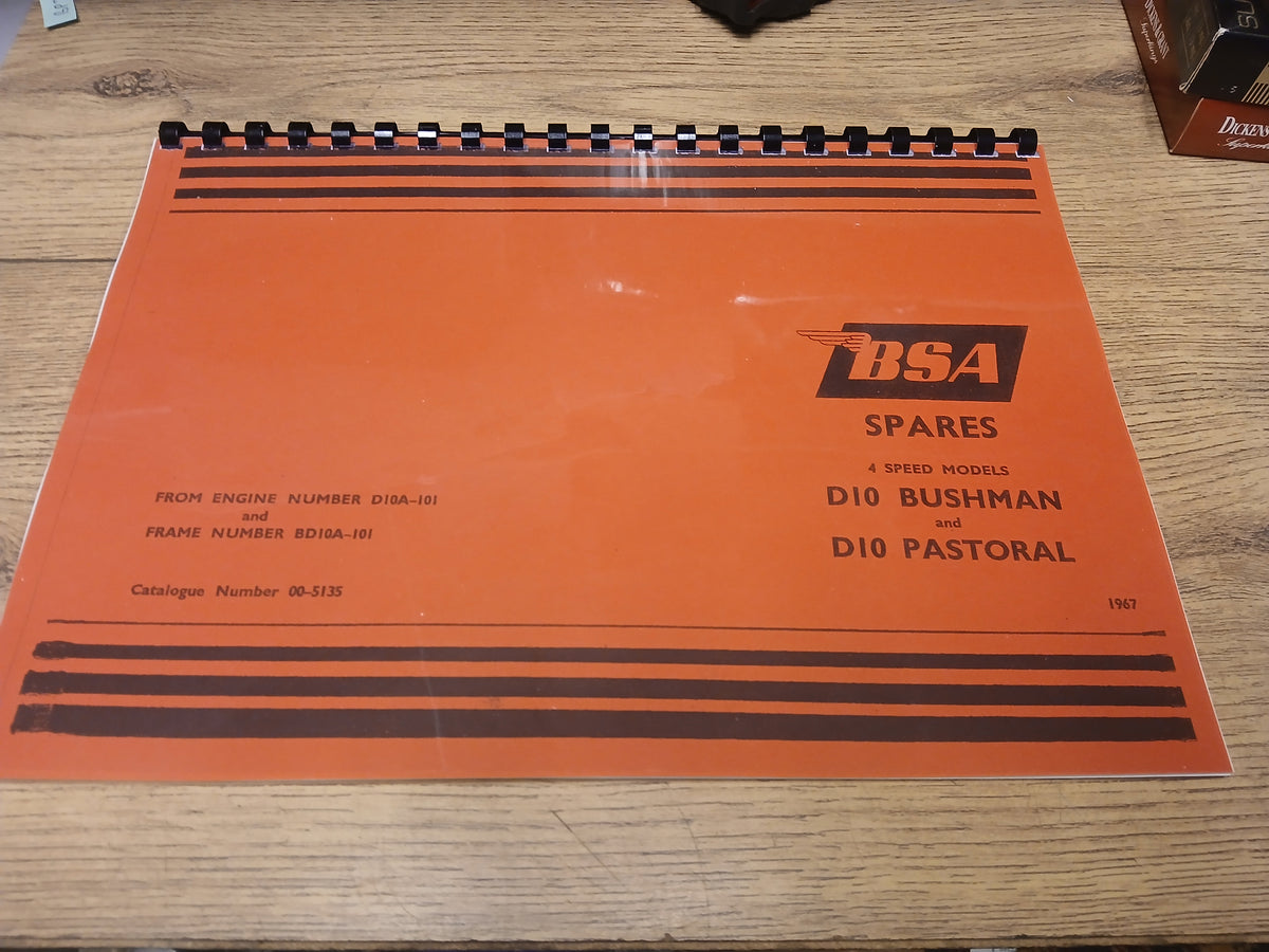 BSA D10 BANTAM BUSHMAN PASTORAL 1967 SPARE PARTS BOOK MANUAL - 00-5135 - BP33