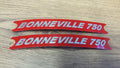 TRIUMPH BONNEVILLE 750 RED/SILVER SIDE COVER PANEL BADGE DECAL (PR) 60-4148