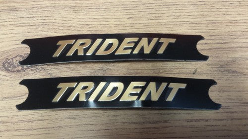 TRIUMPH T160 TRIDENT SIDE COVER BADGE DECAL GOLD ON BLACK SHORT 60-4569 (PR)
