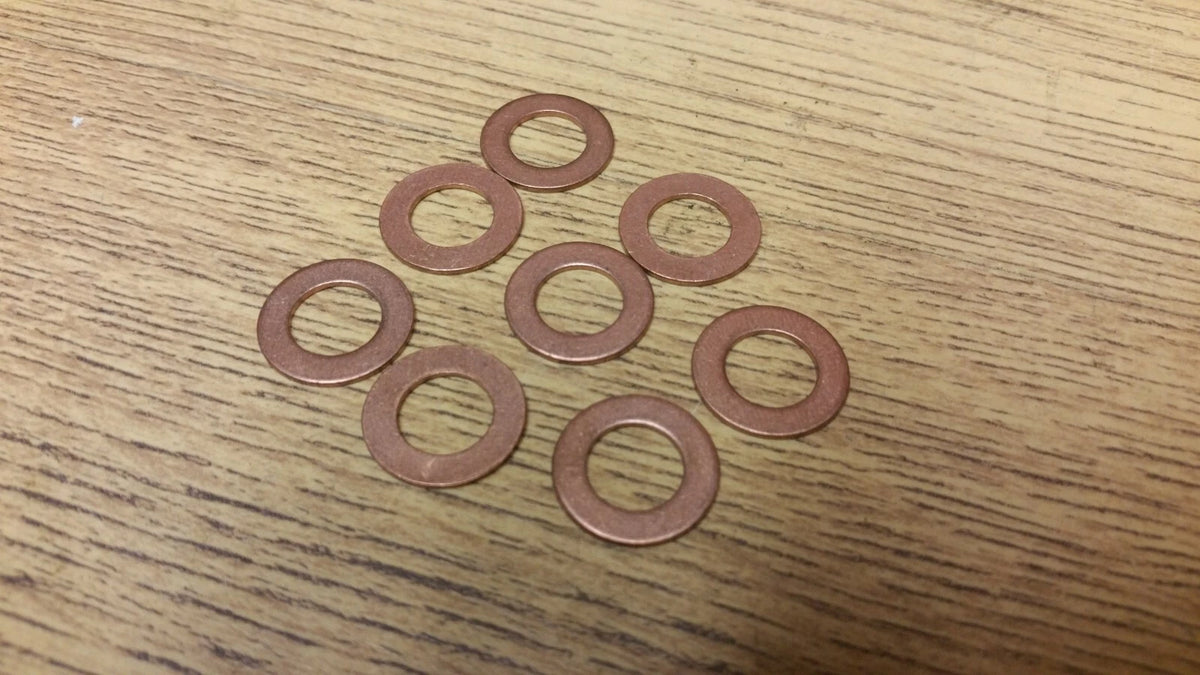 TRIUMPH ROCKER OIL FEED COPPER WASHERS - UK MADE - 70-1335 (8)
