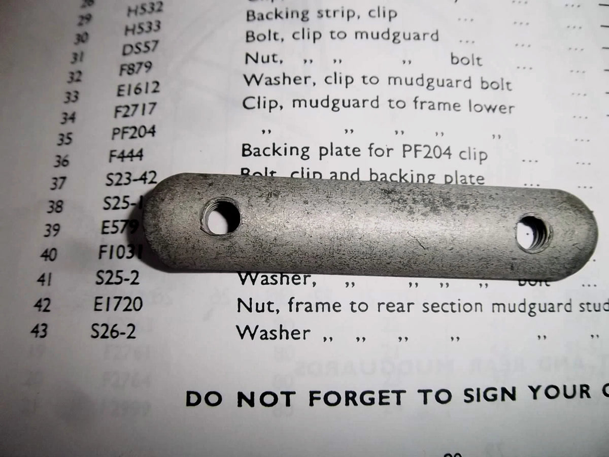 TRIUMPH PRE-UNIT RIGID REAR MUDGUARD MTG CLIP BACK PLATE TRW 48-54 82-0444