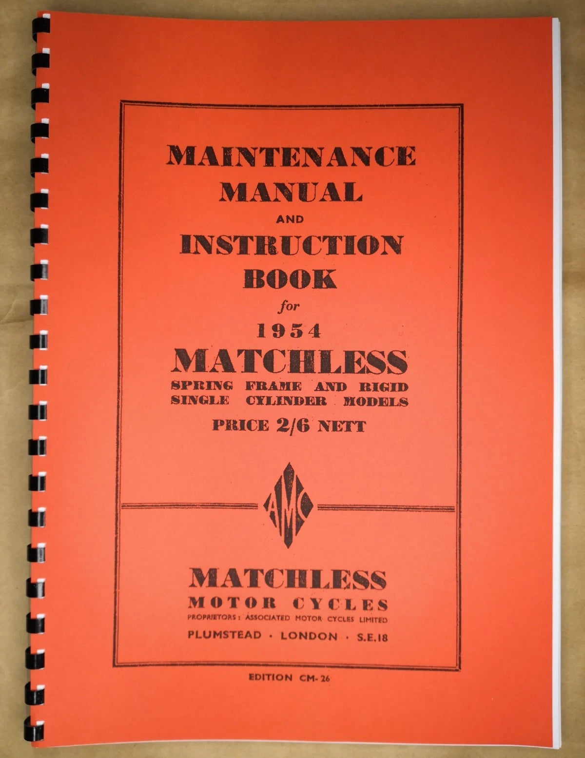 Matchless G3L 350cc & G80 500cc 1954 Maintenance Manual & Instruction Book AJW19