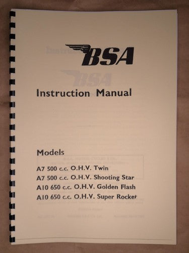 BSA A7 A10 INSTRUCTION MANUAL SHOOTING STAR , FLASH & S/R 1961 BH46 MC1277-10