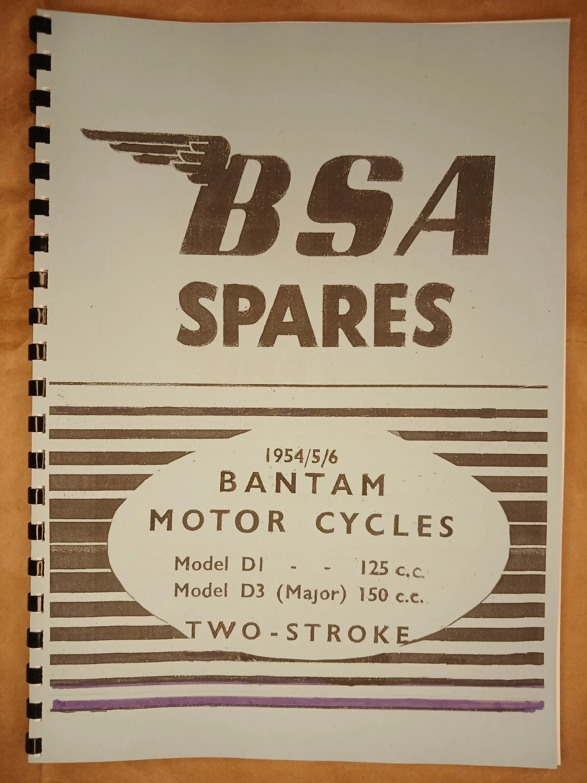 BSA D1 D3 BANTAM DIRECT LIGHTING MODEL PARTS BOOK MANUAL 1954-56 00-5051 - BP24