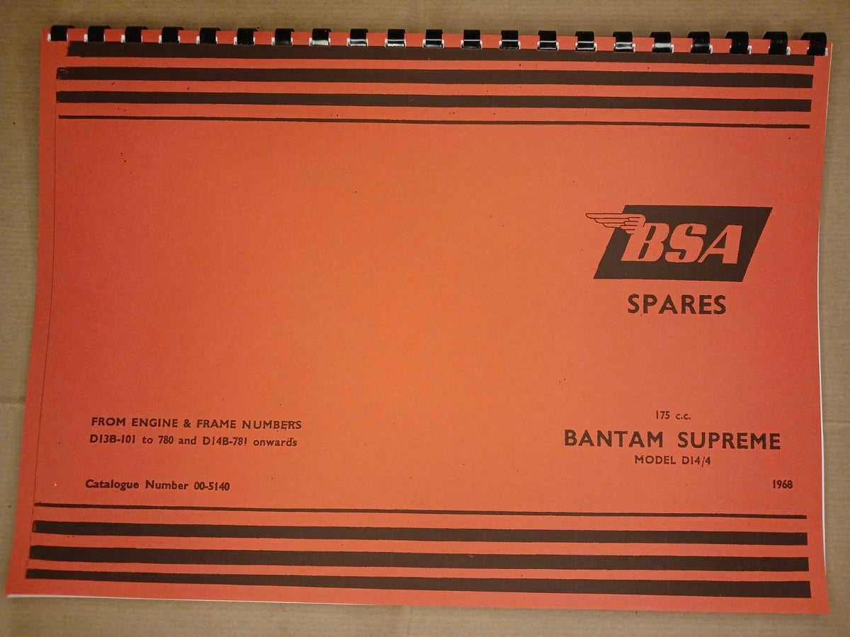 BSA D13 D14/4 BANTAM SUPREME PARTS BOOK MANUAL 1968 00-5140 - BP34