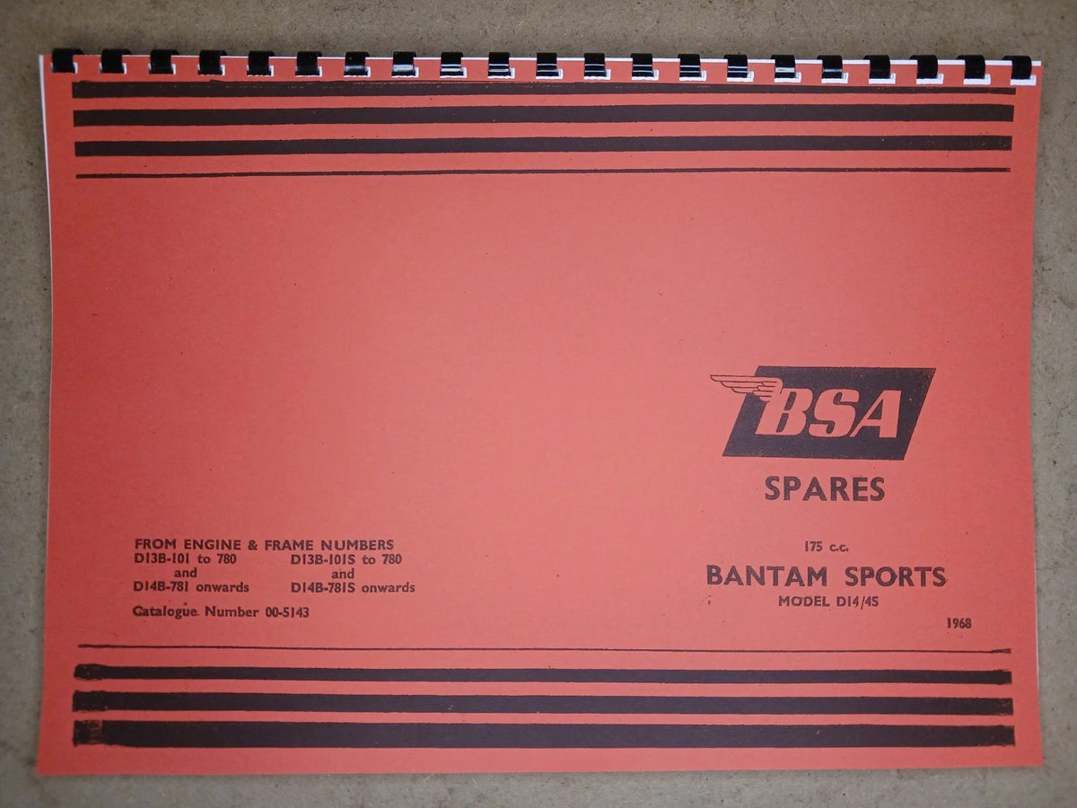 BSA Bantam Sports D14/4S, Spare Parts Manual BP35 00-5143 1968