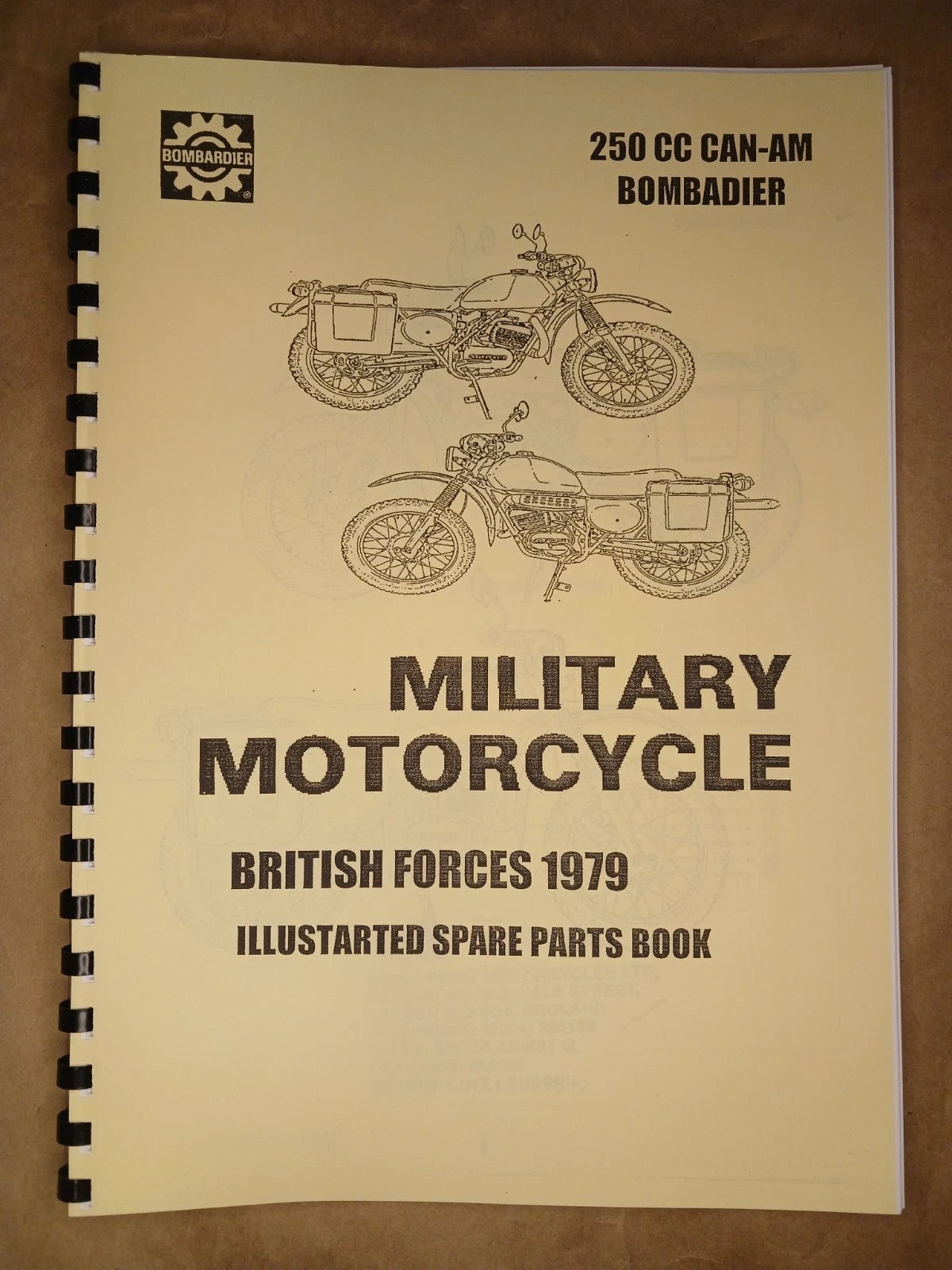 CAN-AM BOMBARDIER 250cc mk1 BRITISH EDN. MILITARY MOTORCYCLE PARTS MANUAL CAN05