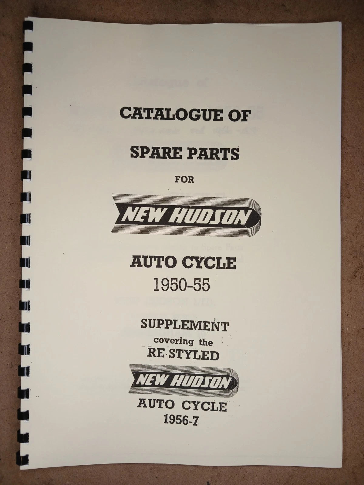 NEW HUDSON AUTO-CYCLE PARTS MANUAL 1950-57 INCL. SUPPLEMENT - NH01