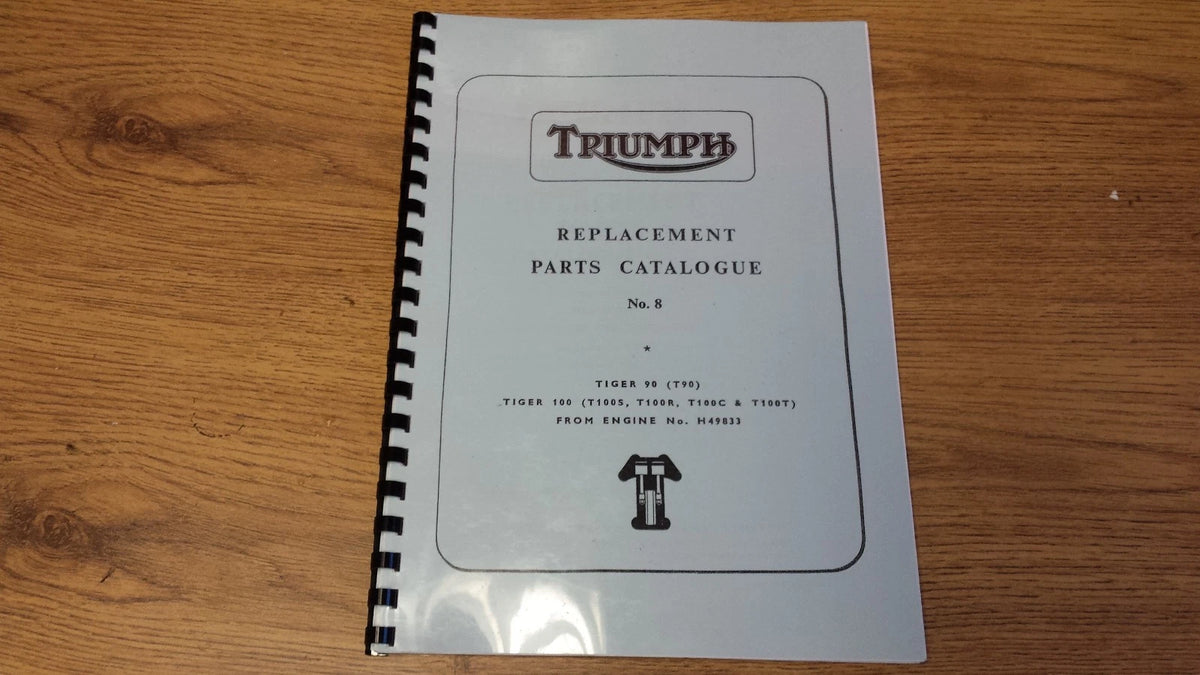 TRIUMPH T90 T100 UNIT TWINS PARTS BOOK MANUAL NO.8 1967 TP16 1/66