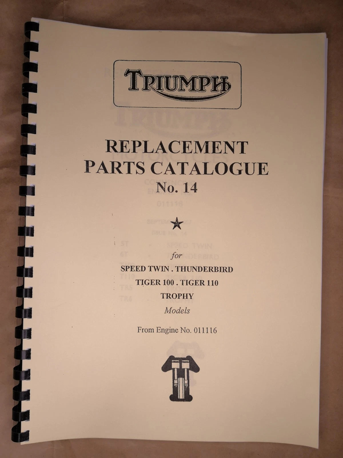 TRIUMPH 5T 6T T100 TR5 TR6 T110 PRE-UNIT PARTS BOOK MANUAL 1958 - TP26 404/58