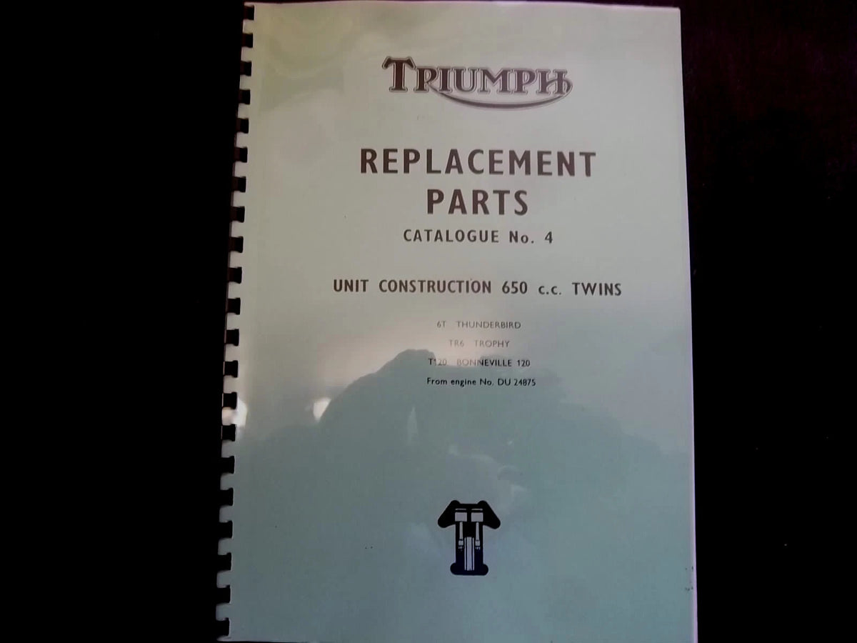 TRIUMPH 6T TR6 T120 BONNEVILLE PARTS BOOK MANUAL No.4 1966 - TP33 954/65