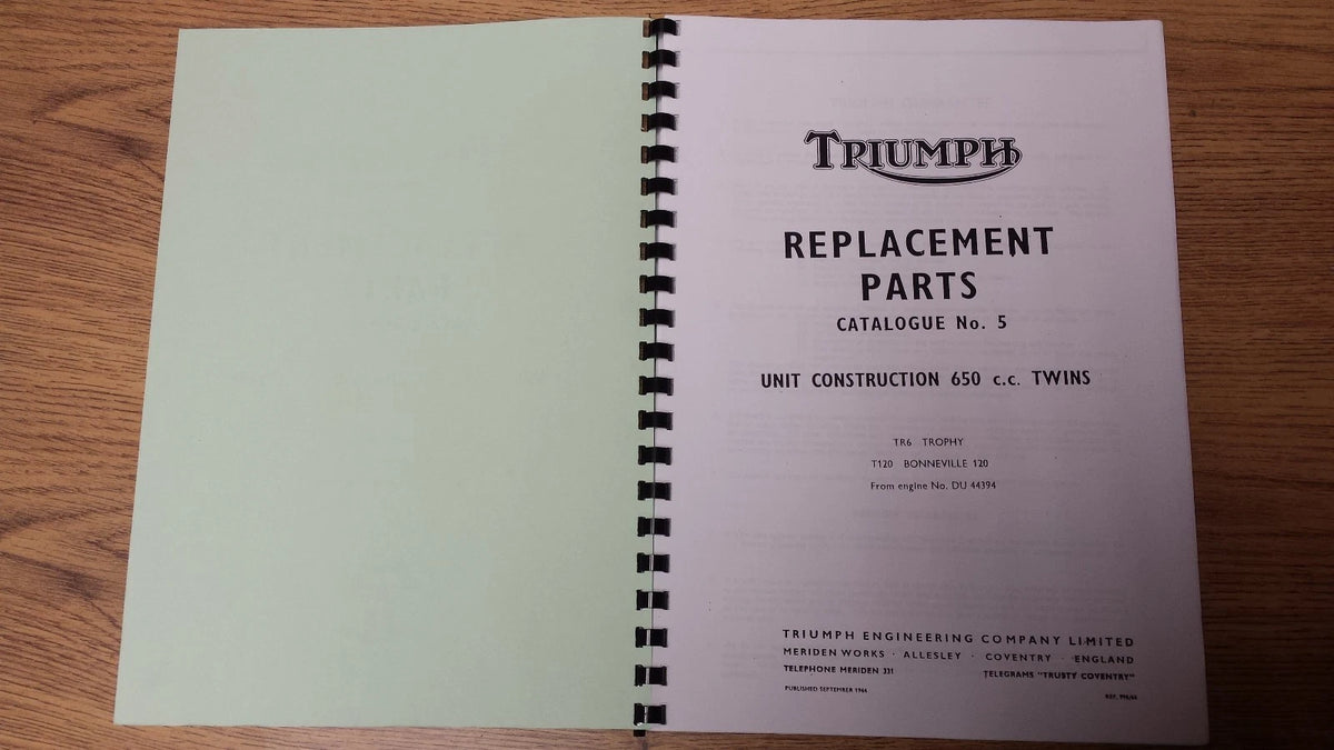 TRIUMPH TR6 T120 BONNEVILLE PARTS BOOK MANUAL No.5 1967 - TP34 996/66