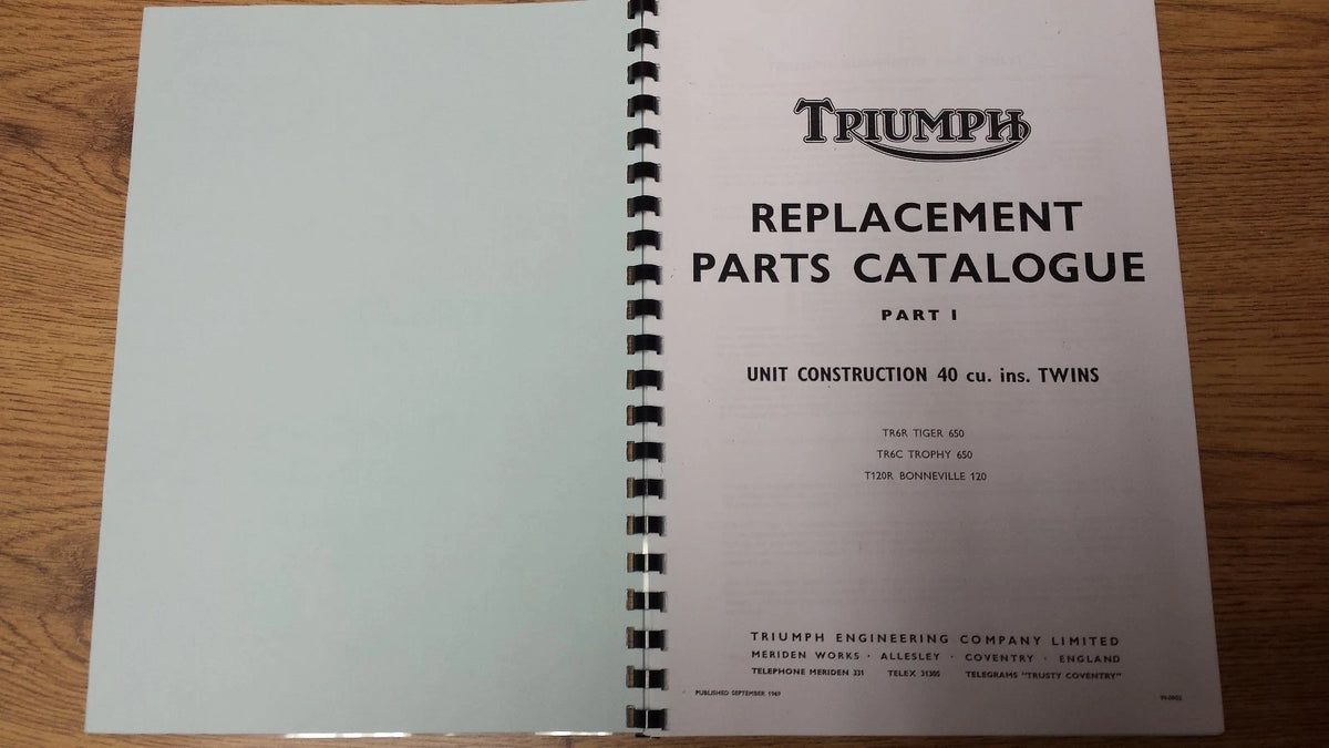 TRIUMPH TR6 T120 BONNEVILLE US SPEC PARTS BOOK MANUAL No.8 1970 - TP40 99-0903