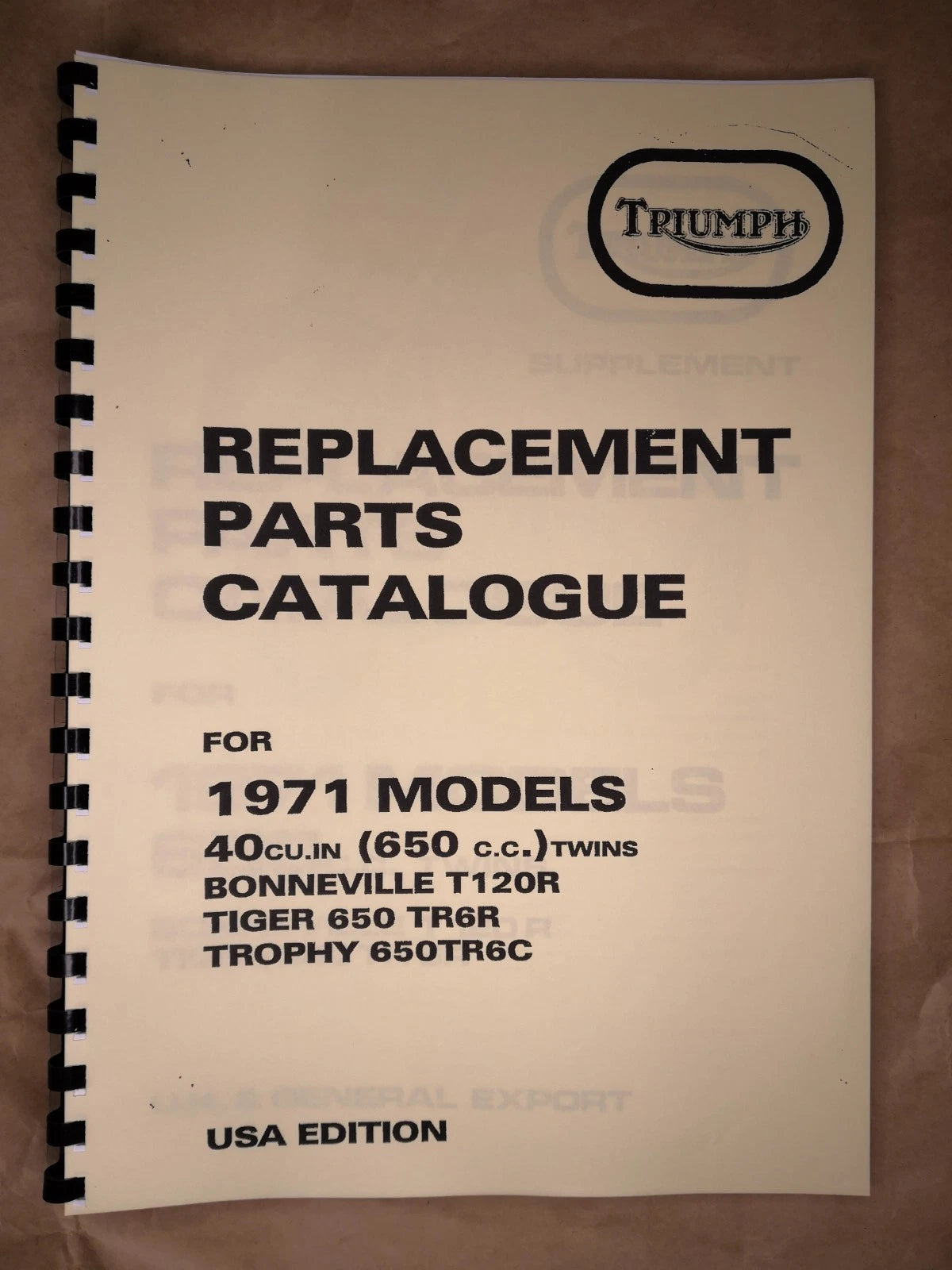 TRIUMPH T120R TR6R TR6C PARTS BOOK MANUAL 1971 - TP41 99-0932 UK/USA MODELS