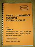 TRIUMPH TR7RV TIGER T140 D/E BONNEVILLE PARTS BOOK MANUAL 1980 - 99-7139 - TP51