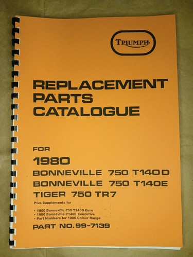 TRIUMPH TR7RV TIGER T140 D/E BONNEVILLE PARTS BOOK MANUAL 1980 - 99-7139 - TP51