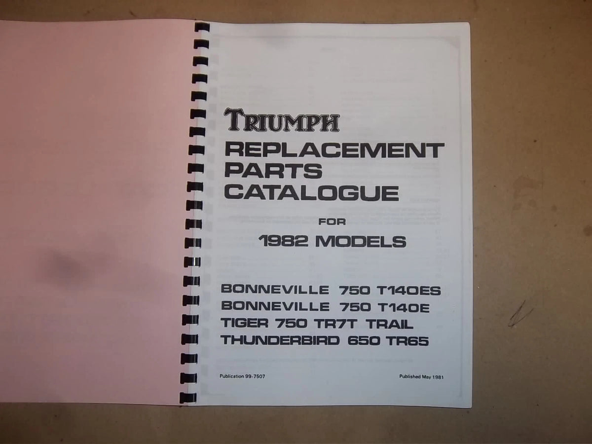 TRIUMPH TR7T TIGER T140E BONNEVILLE TR65 PARTS BOOK MANUAL 1982 - TP54 99-7507