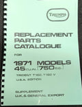 TRIUMPH T150 TRIDENT PARTS BOOK MANUAL 1971 - TP62