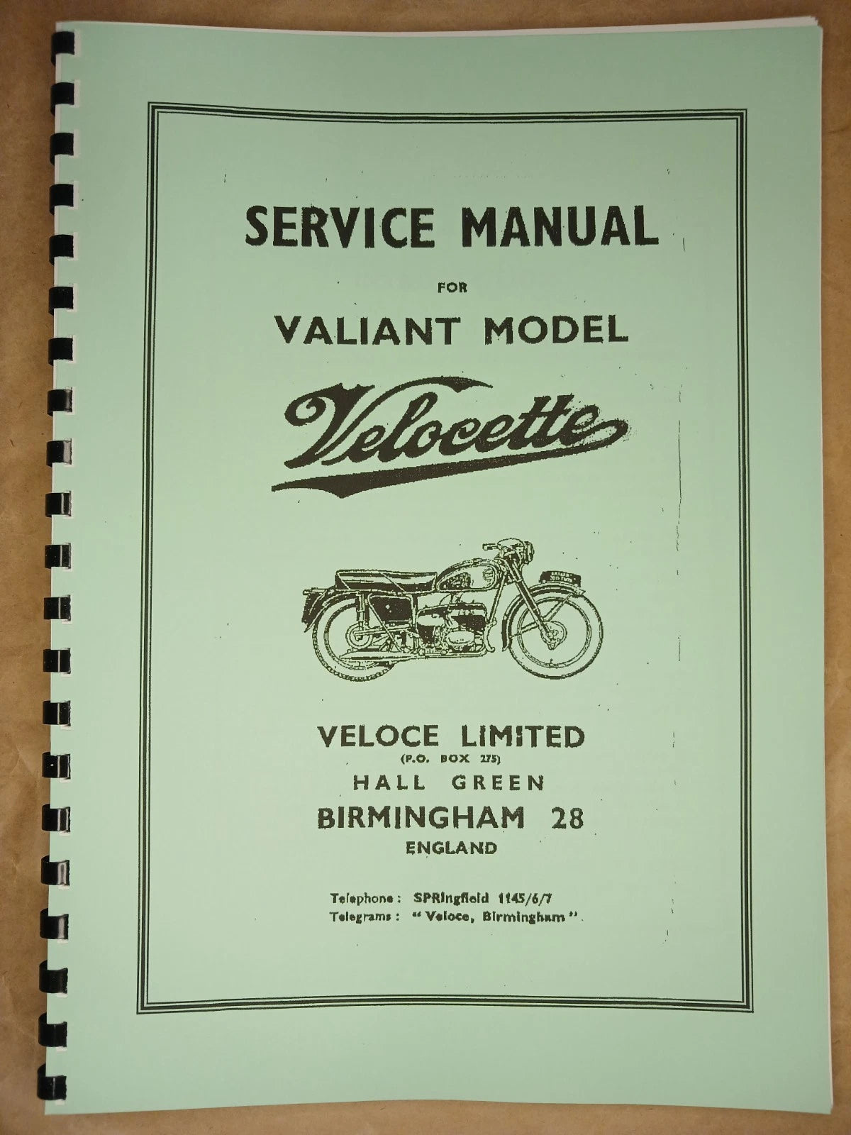 VELOCETTE VALIANT MODELS WORKSHOP SERVICE MANUAL HARD COPY 1956-64 - VELW08